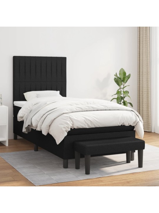 Box spring postel s matrací černá 90x190 cm textil