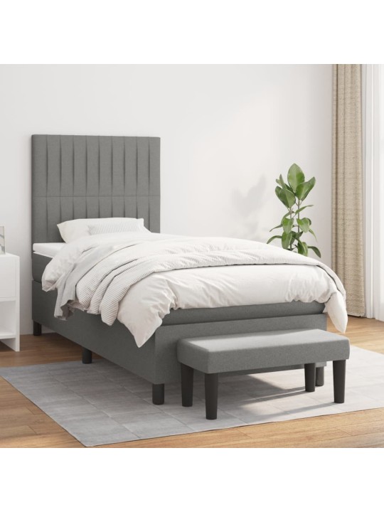 Box spring postel s matrací tmavě šedá 90x200 cm textil