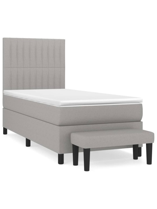 Box spring postel s matrací světle šedý 100 x 200 cm textil