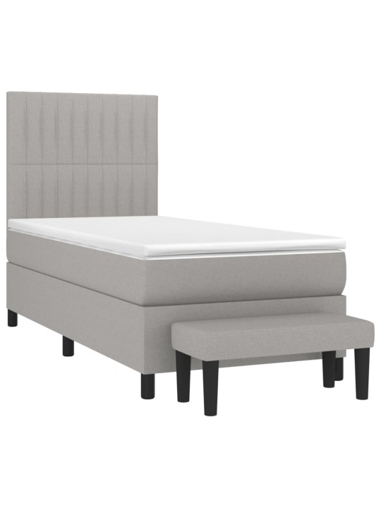 Box spring postel s matrací světle šedý 100 x 200 cm textil