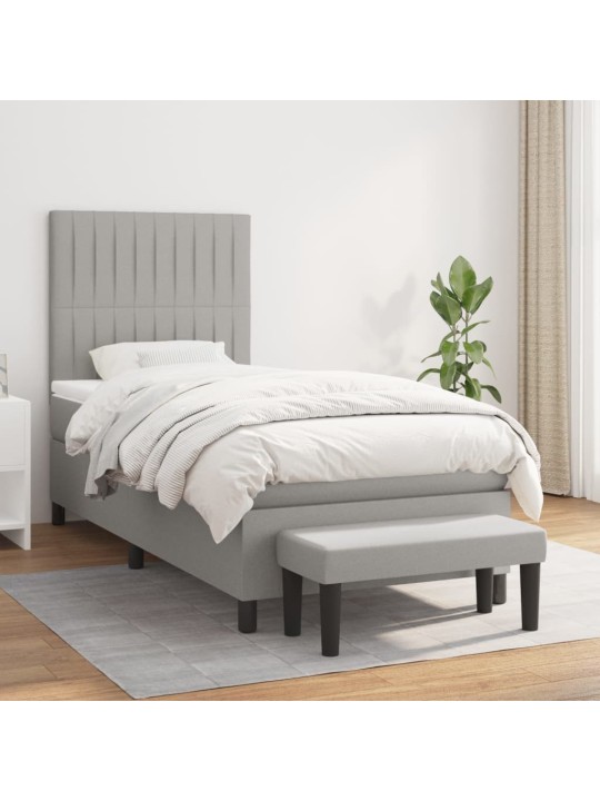 Box spring postel s matrací světle šedý 100 x 200 cm textil