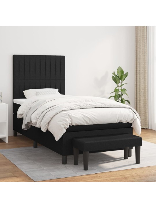 Box spring postel s matrací černá 100 x 200 cm textil