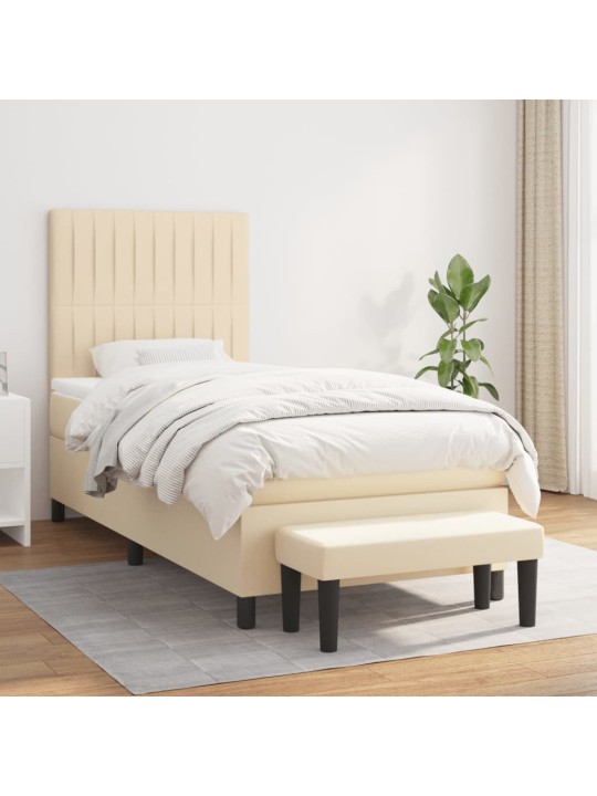 Box spring postel s matrací krémová 100 x 200 cm textil