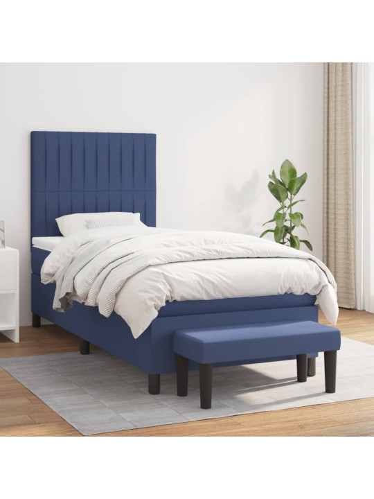 Box spring postel s matrací modrá 100 x 200 cm textil