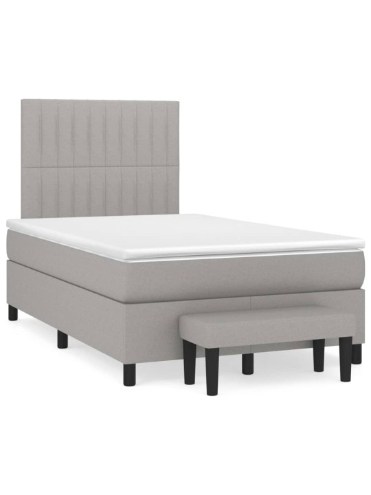 Box spring postel s matrací světle šedá 120 x 200 cm textil