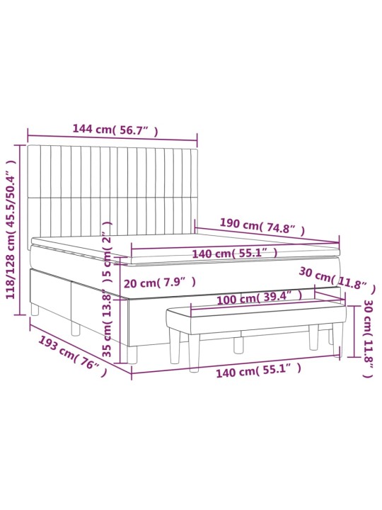 Box spring postel s matrací tmavě šedý 140 x 190 cm textil