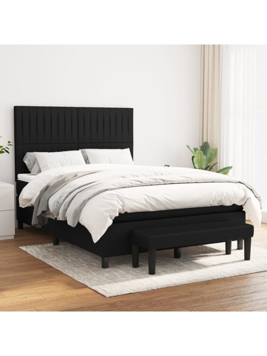 Box spring postel s matrací černá 140 x 190 cm textil