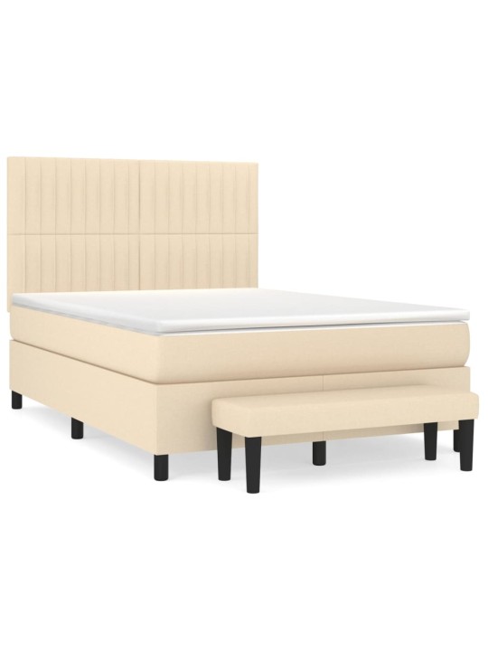 Box spring postel s matrací krémová 140x190 cm textil