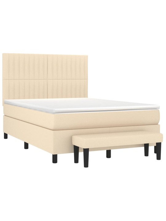 Box spring postel s matrací krémová 140x190 cm textil