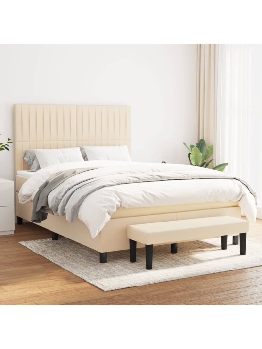 Box spring postel s matrací krémová 140x190 cm textil