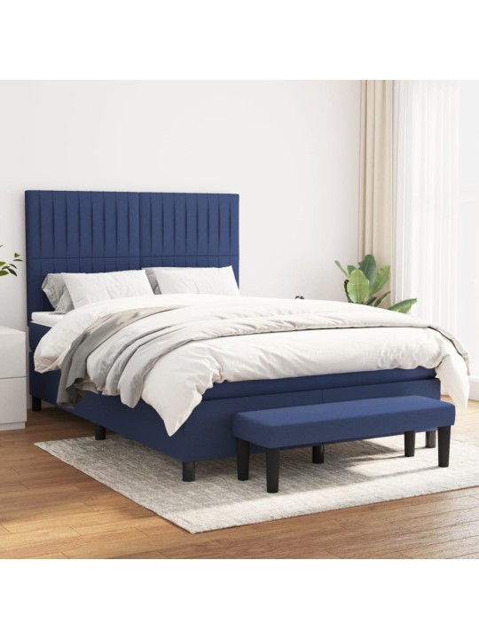 Box spring postel s matrací modrá 140x190 cm textil
