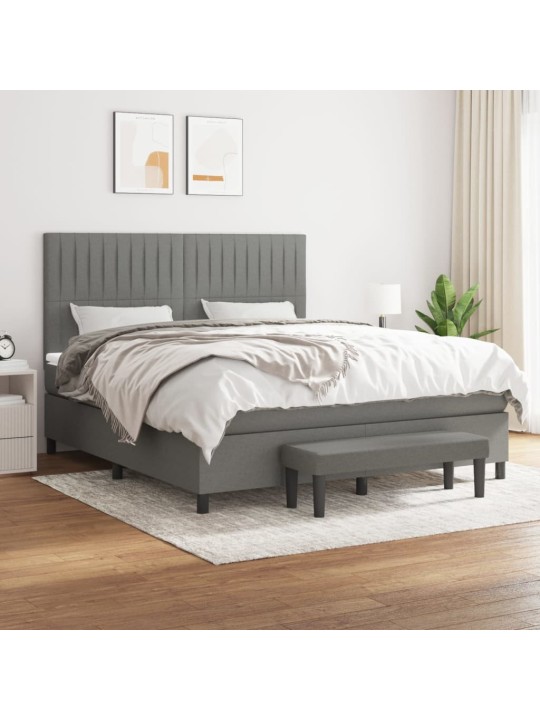 Box spring postel s matrací tmavě šedá 160x200 cm textil
