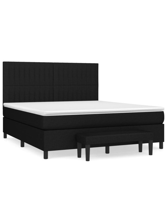 Box spring postel s matrací černá 160x200 cm textil