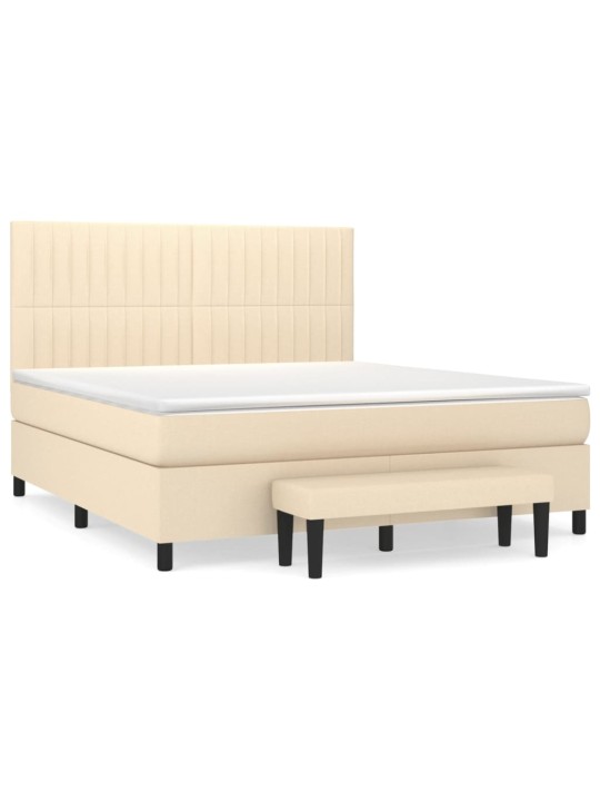 Box spring postel s matrací krémová 160x200 cm textil
