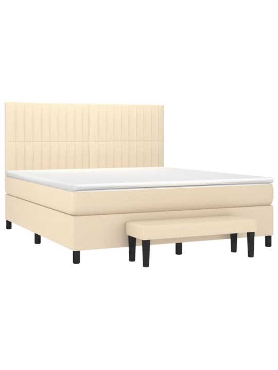 Box spring postel s matrací krémová 160x200 cm textil