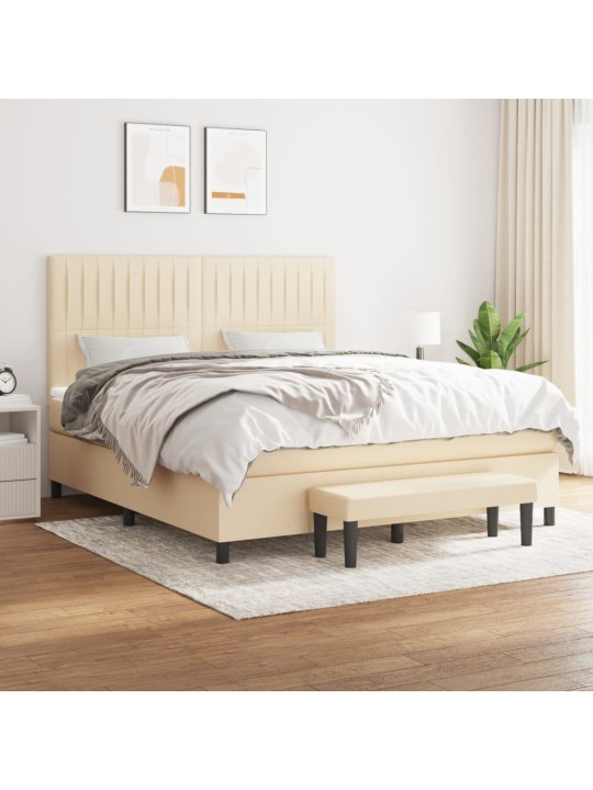 Box spring postel s matrací krémová 160x200 cm textil