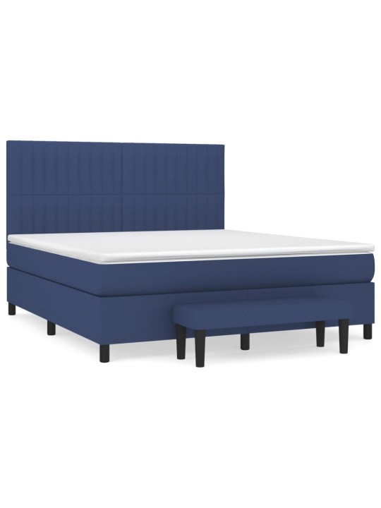 Box spring postel s matrací modrá 160x200 cm textil