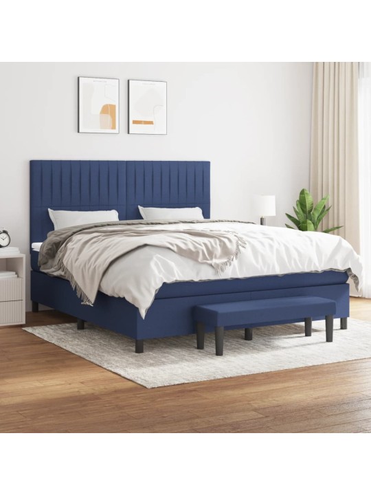 Box spring postel s matrací modrá 160x200 cm textil
