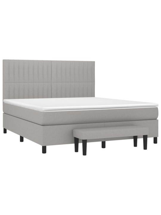 Box spring postel s matrací světle šedá 180 x 200 cm textil