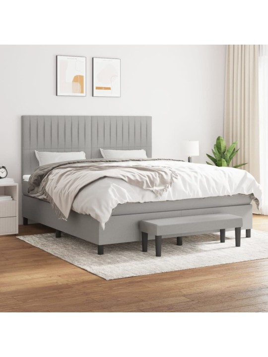 Box spring postel s matrací světle šedá 180 x 200 cm textil