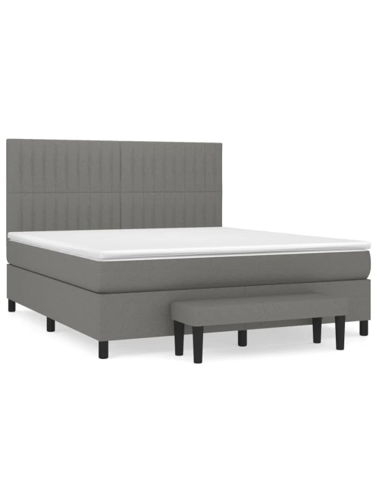 Box spring postel s matrací tmavě šedá 180x200 cm textil