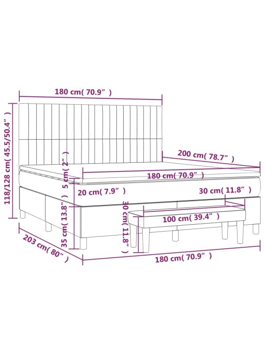 Box spring postel s matrací tmavě šedá 180x200 cm textil