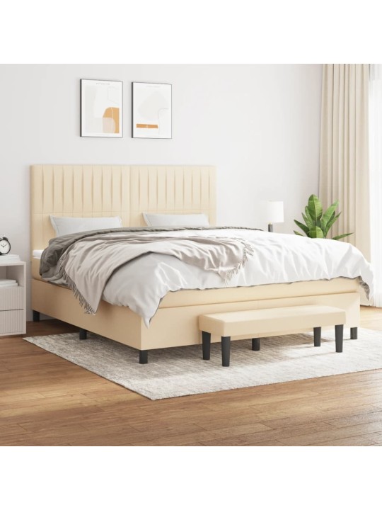 Box spring postel s matrací krémová 180x200 cm textil