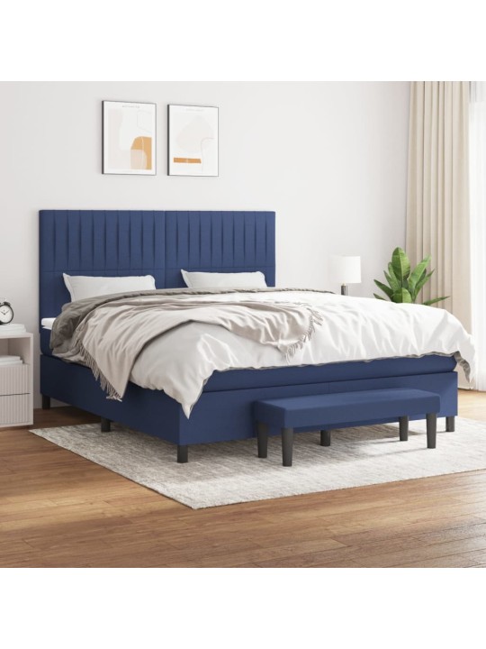 Box spring postel s matrací modrá 180x200 cm textil