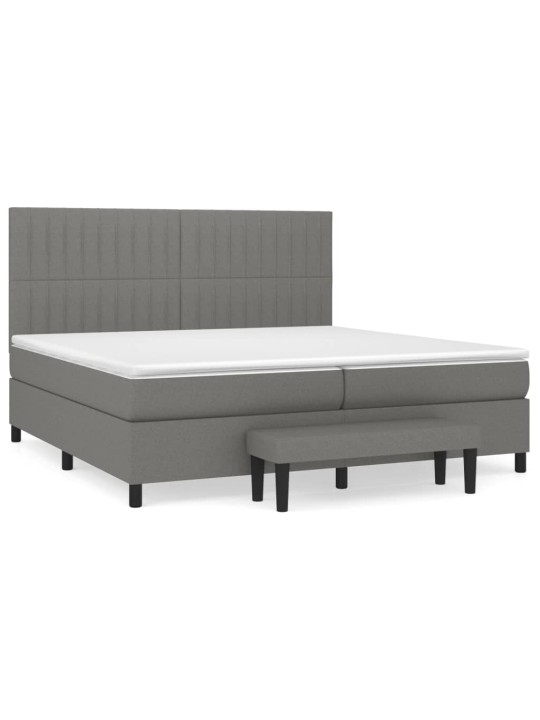 Box spring postel s matrací tmavě šedá 200x200 cm textil