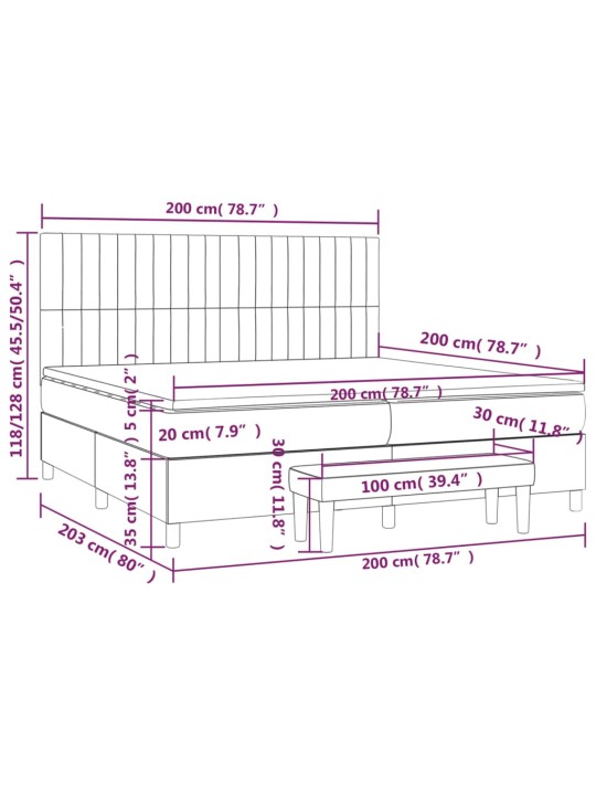 Box spring postel s matrací tmavě šedá 200x200 cm textil