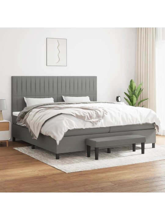 Box spring postel s matrací tmavě šedá 200x200 cm textil