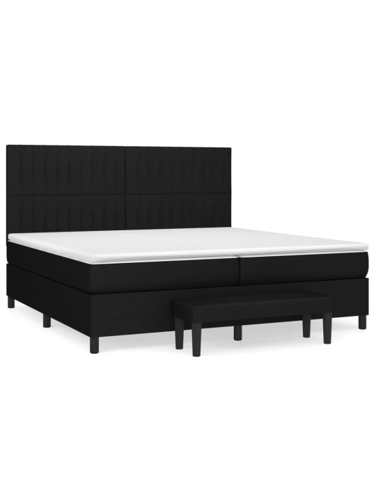 Box spring postel s matrací černá 200x200 cm textil