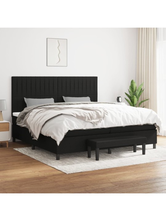 Box spring postel s matrací černá 200x200 cm textil
