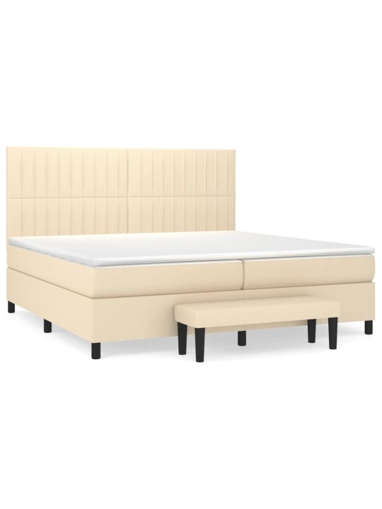 Box spring postel s matrací krémová 200x200 cm textil