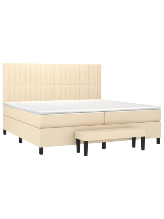 Box spring postel s matrací krémová 200x200 cm textil