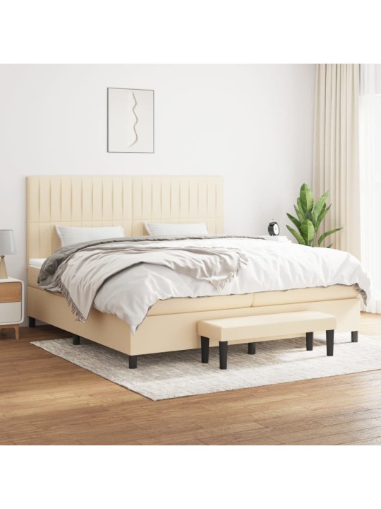 Box spring postel s matrací krémová 200x200 cm textil