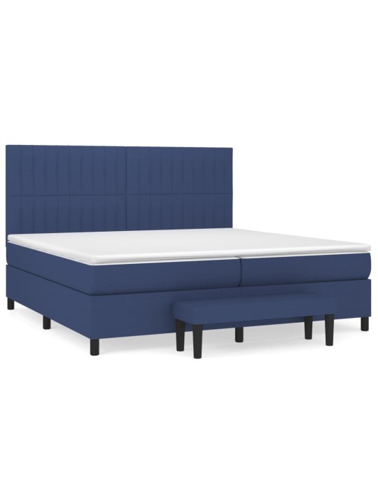 Box spring postel s matrací modrá 200x200 cm textil