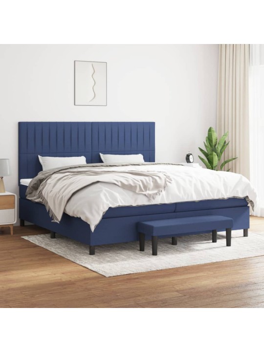 Box spring postel s matrací modrá 200x200 cm textil