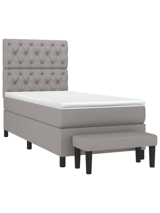 Box spring postel s matrací světle šedá 80 x 200 cm textil
