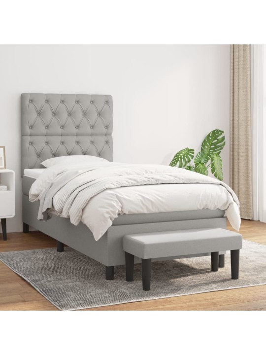 Box spring postel s matrací světle šedá 80 x 200 cm textil