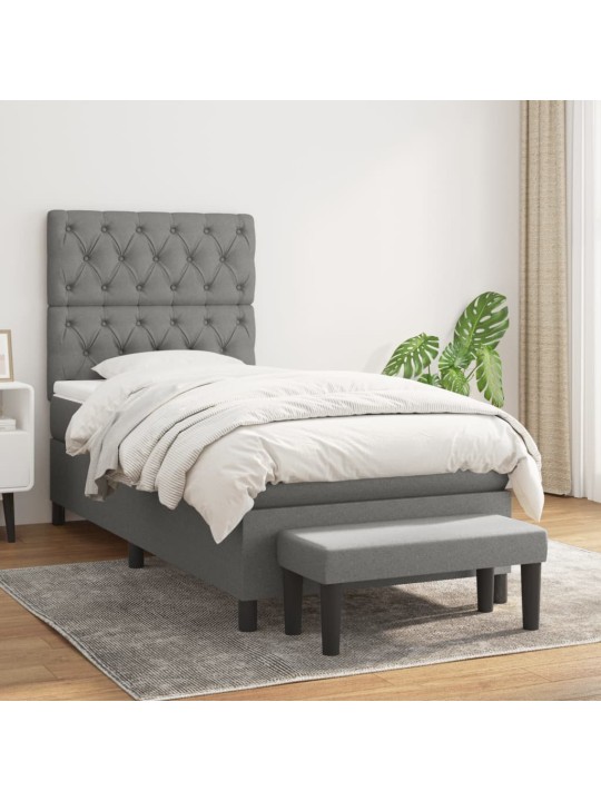 Box spring postel s matrací tmavě šedá 80 x 200 cm textil