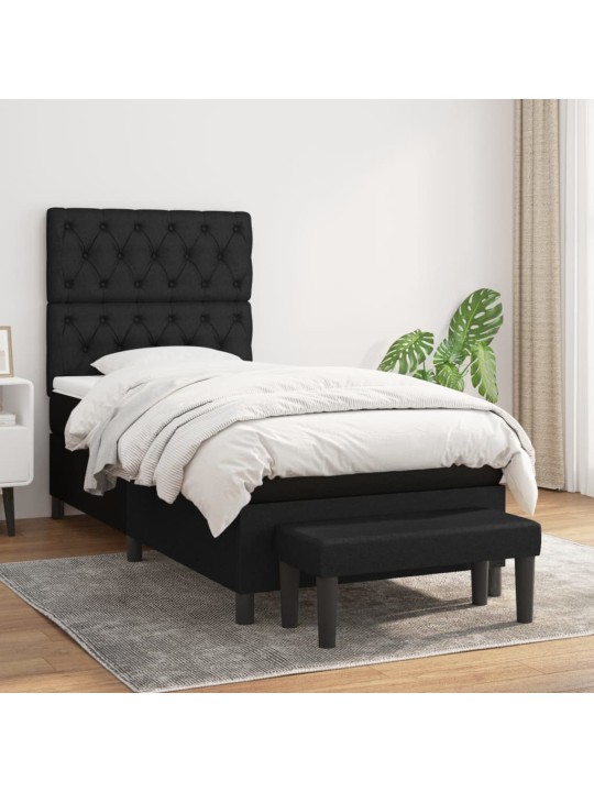 Box spring postel s matrací černá 80 x 200 cm textil