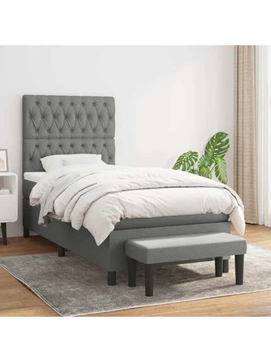 Box spring postel s matrací tmavě šedá 90x190 cm textil
