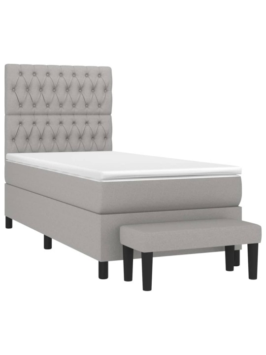 Box spring postel s matrací světle šedá 90x200 cm textil