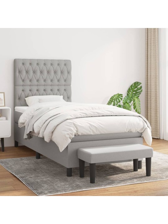 Box spring postel s matrací světle šedá 90x200 cm textil