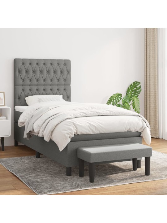 Box spring postel s matrací tmavě šedá 90x200 cm textil