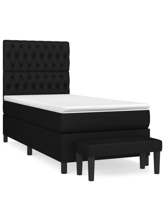 Box spring postel s matrací černá 100 x 200 cm textil