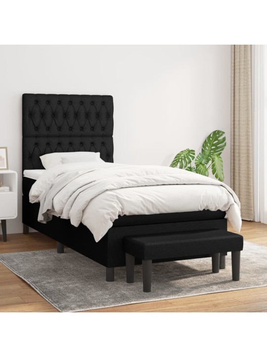 Box spring postel s matrací černá 100 x 200 cm textil