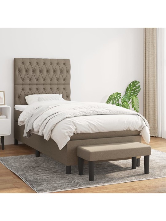 Box spring postel s matrací taupe 100 x 200 cm textil