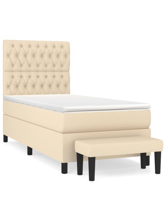 Box spring postel s matrací krémová 100 x 200 cm textil